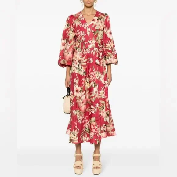 Zimmerman Lexi Floral Long Wrap Dress Size 0 (4 US) NWT - Picture 1 of 12